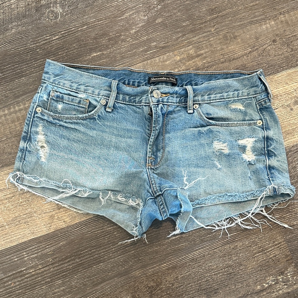 Abercrombie & Fitch Women's Frayed Jean Shorts - Light Blue